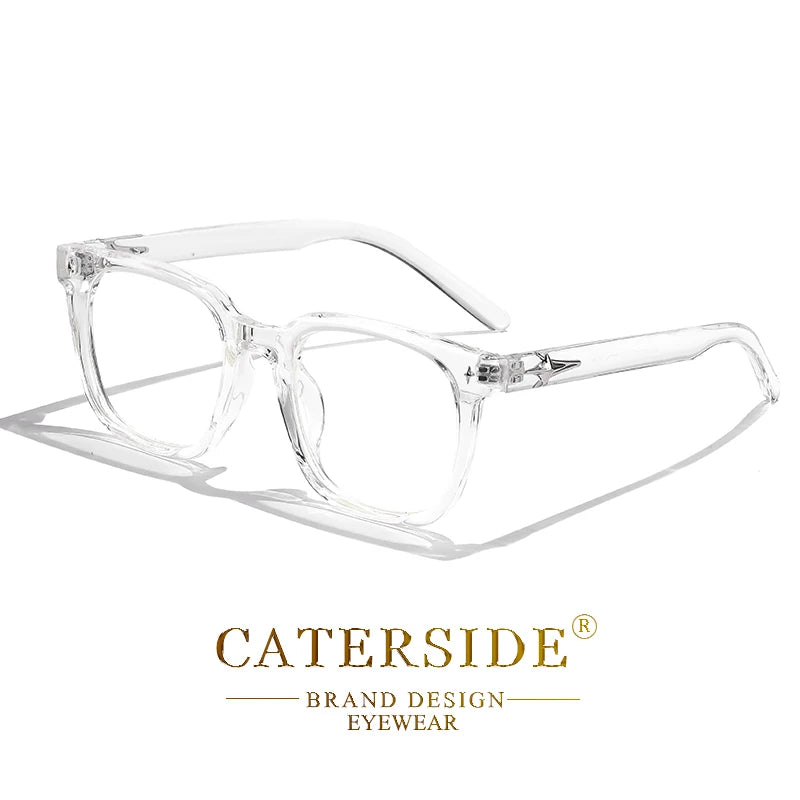 CATERSIDE Anti Blue Light Glasses Men Brand Design TR90 Square Frames Eyewear Women Business Minimalist Fashion Transparent Lens