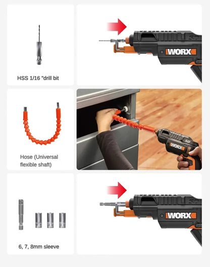 Worx WX255.4 4V Mini Electrical Screwdriver Set Smart Gun Style Cordless Electric Screw Driver USB Rechargeable Bit Drill Tool