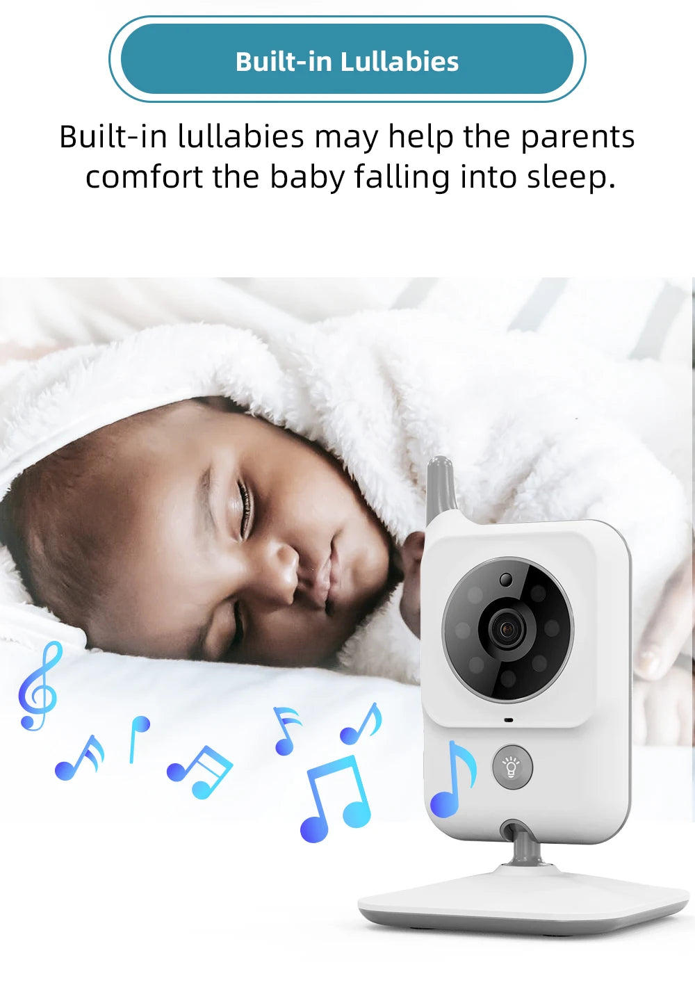 TakTark Video Baby Monitor 3.2 Inch / 2.8 Inch Wireless Security Camera Auto Night Vision Intercom Temperature Monitoring Nanny