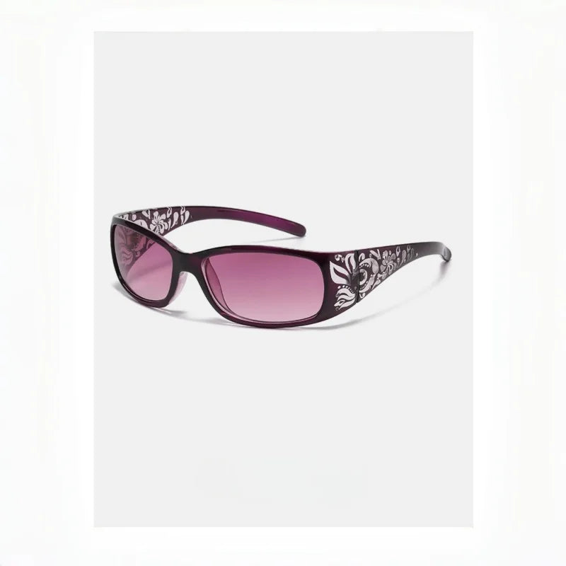 New Printed Diamond Studded Retro Cat Eye Women's Sunglasses Personalized And Trendy Outdoor Sun Protection Sunglasses