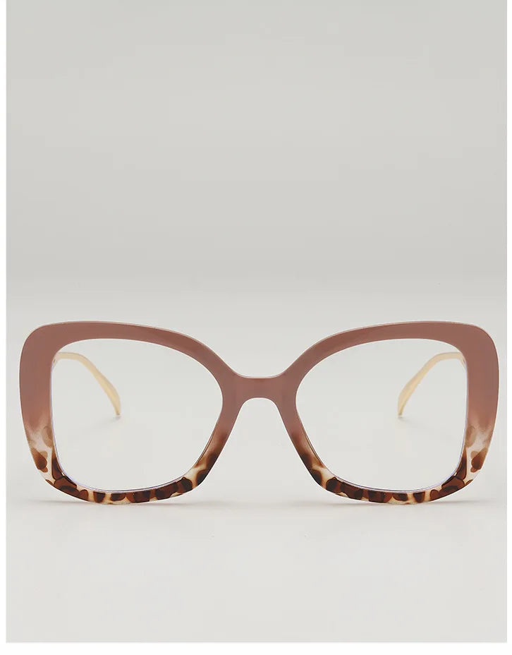 Luxury Brand Oversized Square Reading Glasses Women Triangle heart Temple Eyeglasses Blue Light Blocking Clear Computer Glasses