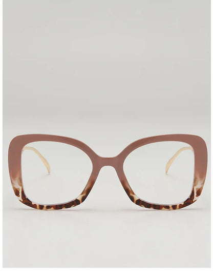 Luxury Brand Oversized Square Reading Glasses Women Triangle heart Temple Eyeglasses Blue Light Blocking Clear Computer Glasses