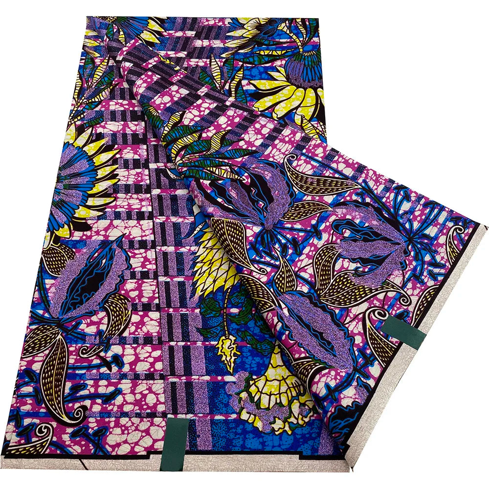 African Wax Prints Fabric Golden Wax Fabric High Quality Ankara Fabric for Party Dress New Grand Super 100% Cotton Y15, 6Yards