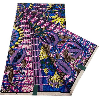 African Wax Prints Fabric Golden Wax Fabric High Quality Ankara Fabric for Party Dress New Grand Super 100% Cotton Y15, 6Yards