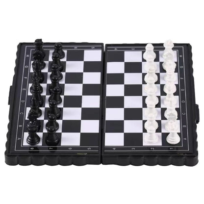 Mini Magnetic Chess Set for Kids - Portable Folding Plastic Chessboard Outdoor Friendly Travel Board Game