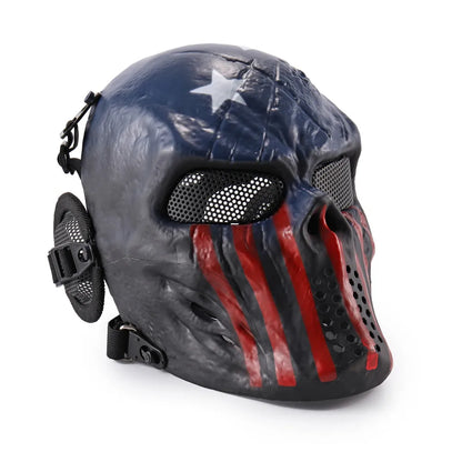 REikirc Full Face Airsoft Tactical Skull Mask with Ear Protection CS Halloween Cosplay Masks