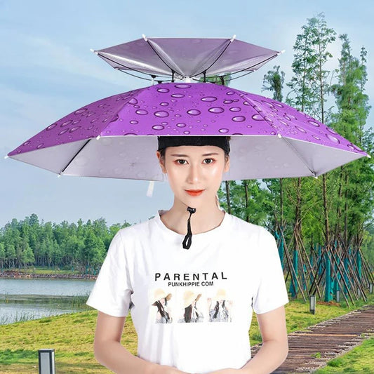 Windproof Umbrella Cap Wearing An Umbrella On The Head Sturdy Men's And Women's Foldable Large Sunshade And Rain Hat Umbrella
