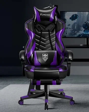 Gaming Chair, Big and Tall Gaming Chair with Footrest and Massage, Gaming Chairs for Adults with Lumbar Support