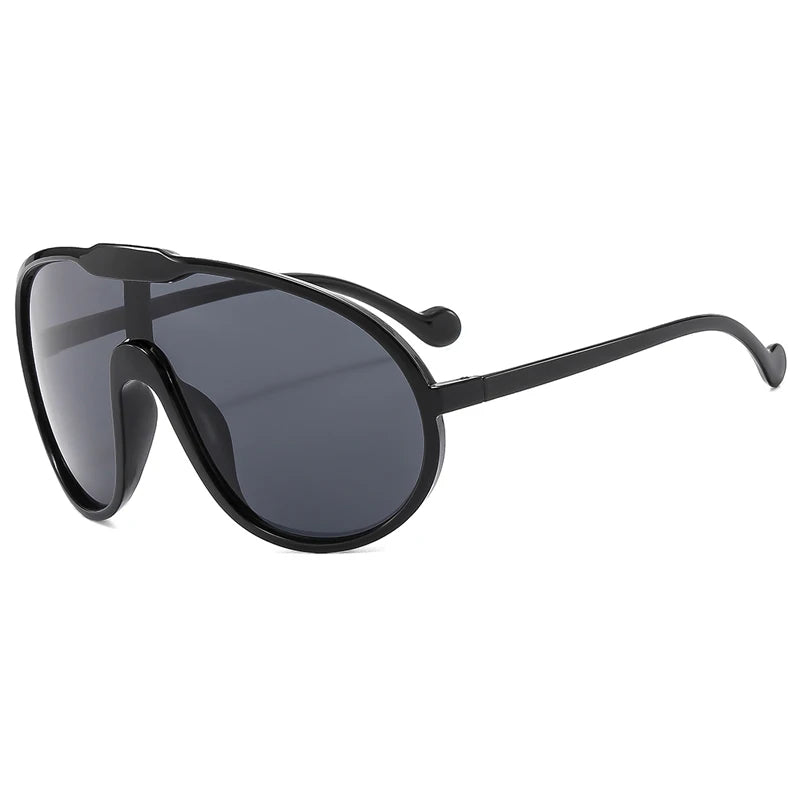 Trend Oversized Pilot Sunglasses Women Luxury Brand Designer Big Frame Cycling Sun Glasses Men Punk One Piece Len Black Yellow