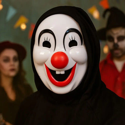 Party Prop Red Nose Halloween Clown Mask PVC Scary Clown Makeup Mask Funny Happy Clown Costume Masquerade Party