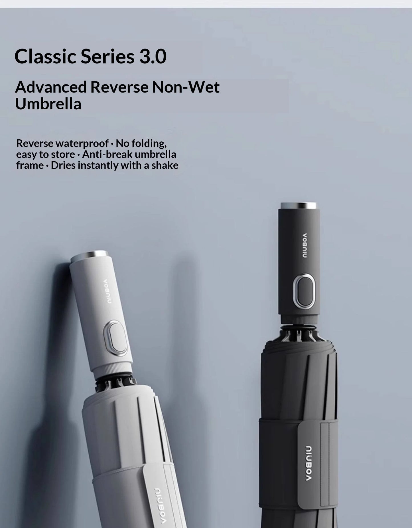 Fully automatic extra-large umbrella, thickened, reinforced, windproof, designed for heavy rain, reverse folding umbrella