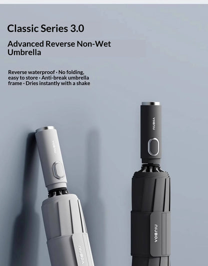 Fully automatic extra-large umbrella, thickened, reinforced, windproof, designed for heavy rain, reverse folding umbrella