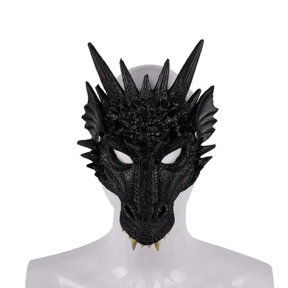 Halloween Horror Dragon Mask Mardi Gras Carnival Party PU Foam 3D Dragon Mask Masquerade Cosplay Props Clothing Accessories