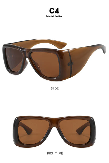 QVQV Trendy Oversized Square Sunglasses Women Men Luxury Brand Original Thick Frame Sunglasses Retro Outdoors Driving Shades