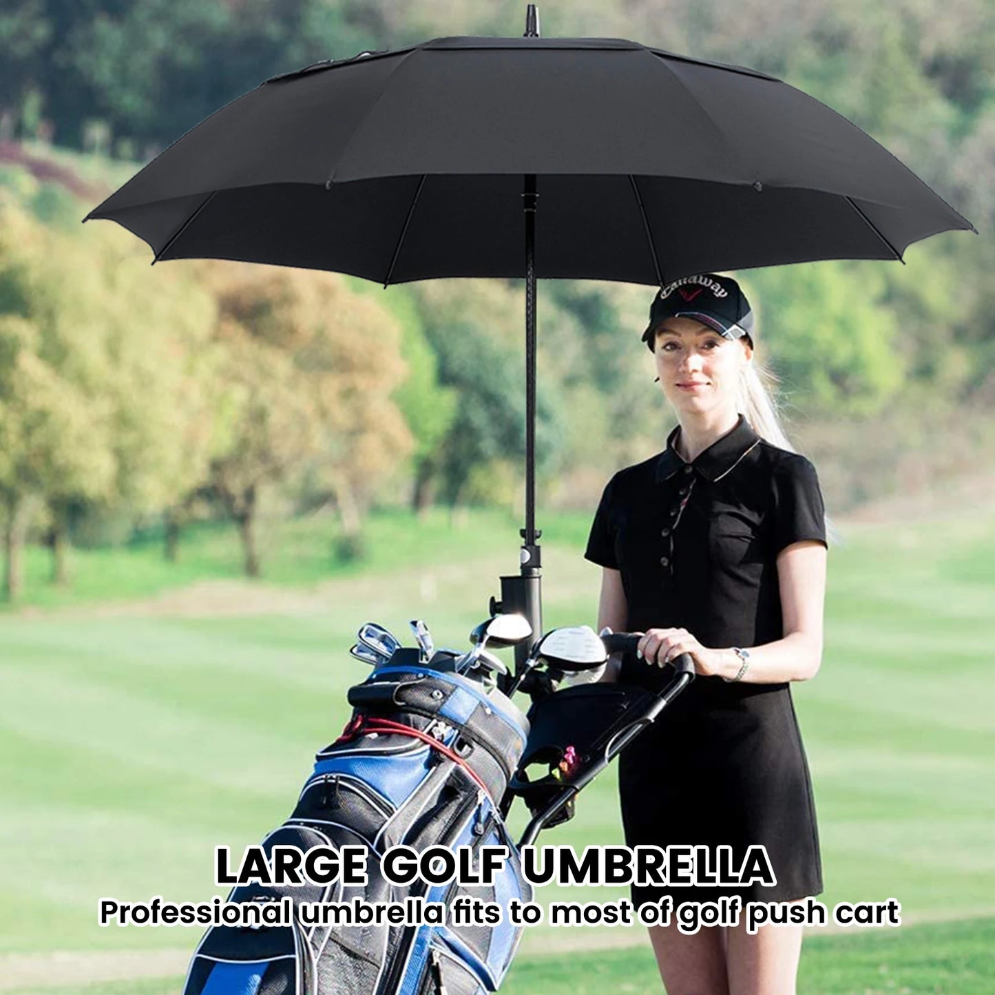 Golf Umbrella Extra Large Oversize Double Canopy Vented Windproof Waterproof Umbrella  62 Inch Automatic Open Golf Umbrella