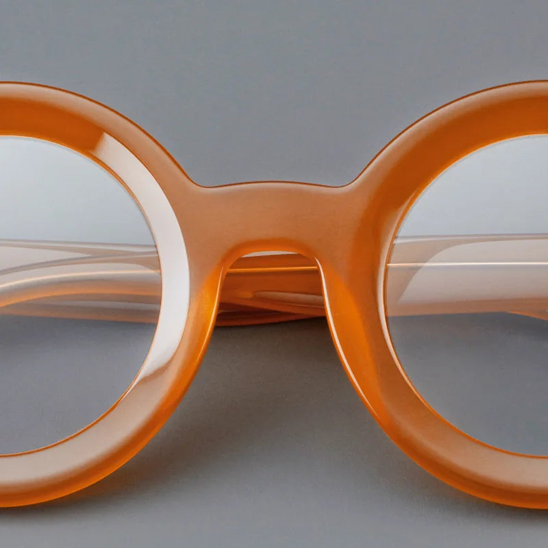 Vintage Round Glasses Frame Luxury New Fashion Trend Solid Thick Acetate Frame High-end Fake Glasses Women Men Original Quality