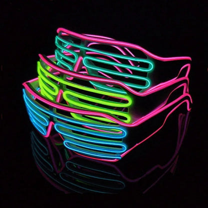 Wireless LED Glowing Glasses Cool Colorful Neon Glasses Double Colors Glow-in-the-dark Luminous Glasses Halloween Costumes