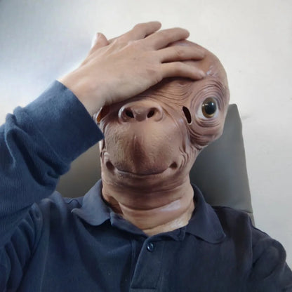 Realistic ET Alien Latex Mask Halloween Carnival Party Movie E.T. the Extra-Terrestrial Cosplay Creepy E.T. Alien Full Head Mask