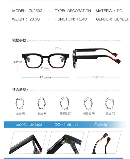 Stylish Square Frame Hyperopia Eyewear Men Anti Blue Light Reading Glasses Color Blocked Presbyopia Eyeglasses for Women