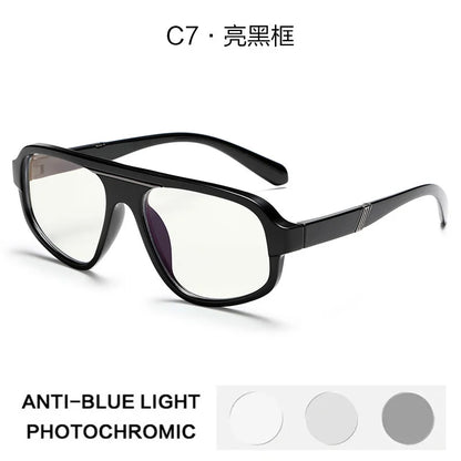 Classic Oversized Square Photochromic Anti Blue Light Reading Glasses Men Women Luxury Brand Computer Glasses Trendy TR90 Frames