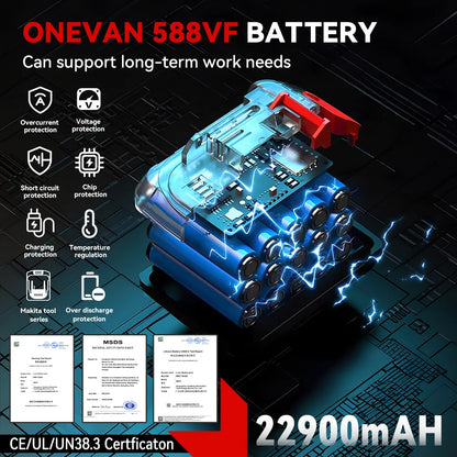 ONEVAN 8000RPM 2800N.M Brushless Electric Impact Wrench Cordless Car Repair Screwdriver Drill Power Tool For Makita Battery Pin