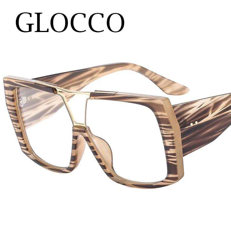 Fashion Brand Oversized Square Myopia Glasses Women Men Trend Green Graduation Eyeglasses Anti Blue Light Prescription Glasses