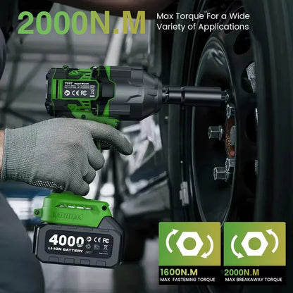 TaskStar 2000N.m Brushless Impact Wrench 1/2''Cordless electric Wrench  Car Tires Repair Power Tools For Makita 18V Battery pin