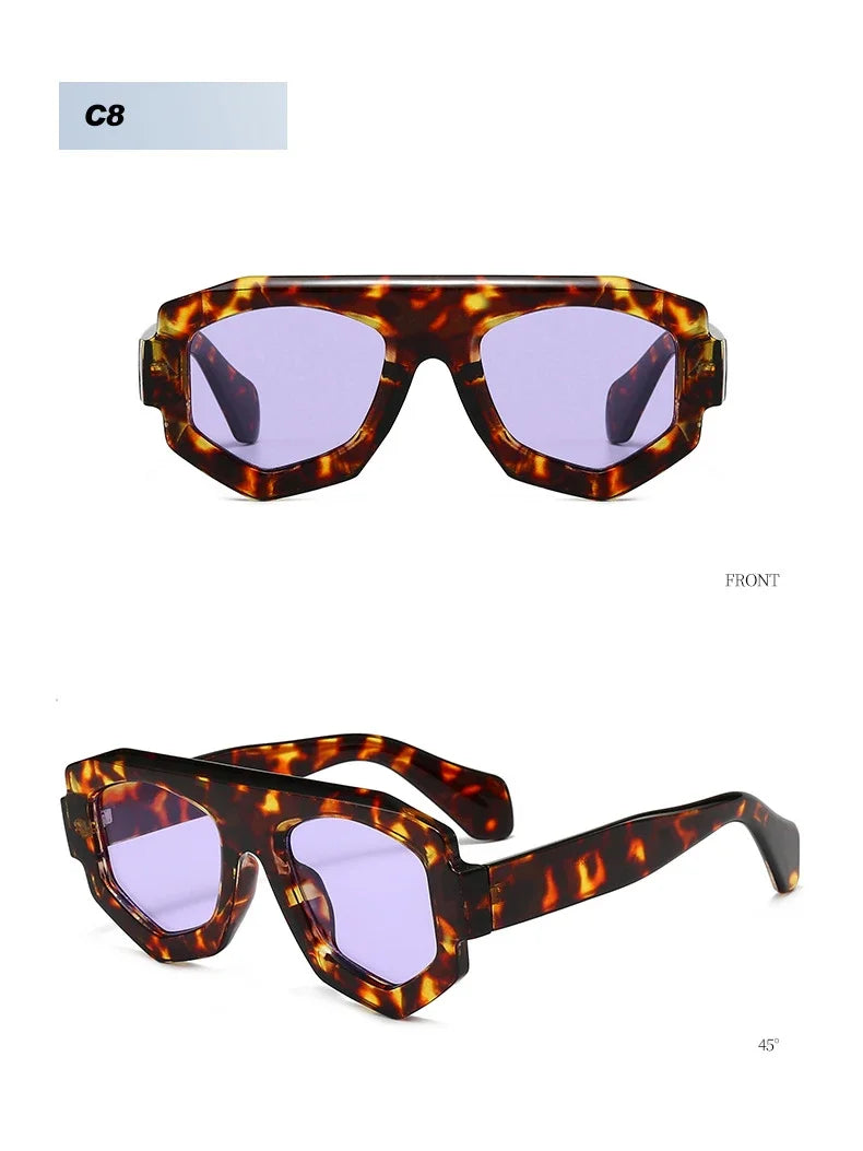 JNPCXI New Fashion Irregular Square Women Sunglasses Shades UV400 Retro Green Men Sun Glasses