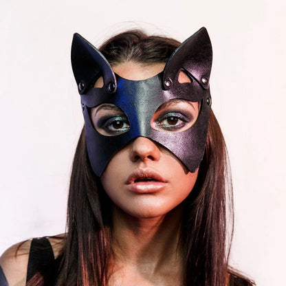 Red Leather Mask Women Sexy Cosplay Cat Mask Bondage Half Face Masks Gothic Masquerade Ball Fancy Masks BDSM Erotic Accessorie