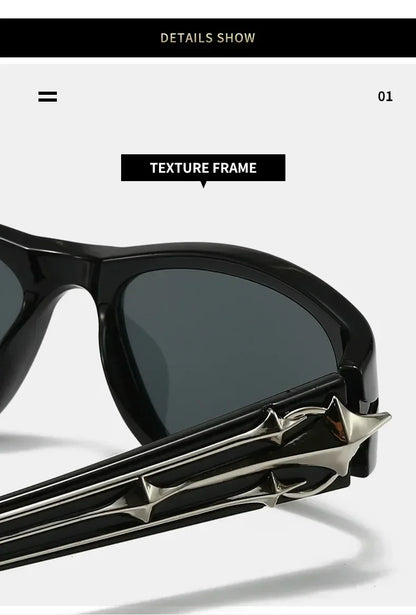 Y2K Fashion Cat Eye Sunglasses Women Men Luxury Brand Design Sun Glasses Popular Punk Hip Hop Rivet Star Eyeglasses Shades UV400