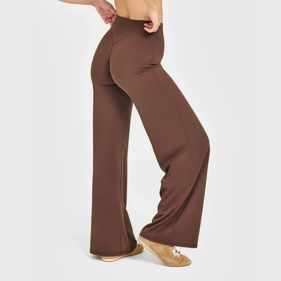 NCLAGEN SoftMotion Straight Leg Bottoms Women's Mid-Waist Yoga Pants GYM Leggings Naked Feel Pilates Running Sports Trousers