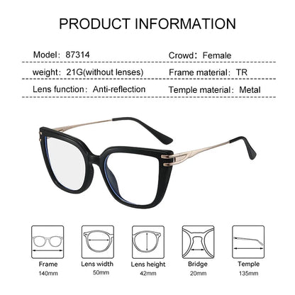 EYORA Currents Square Women Anti-Reflective Reading Glasses Anti Blue Light Myopia Eyewear Photochromic Prescription Eyewear