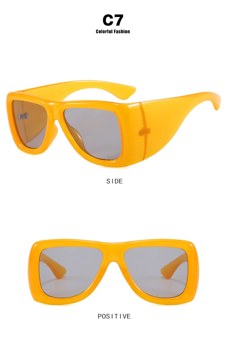 QVQV Trendy Oversized Square Sunglasses Women Men Luxury Brand Original Thick Frame Sunglasses Retro Outdoors Driving Shades