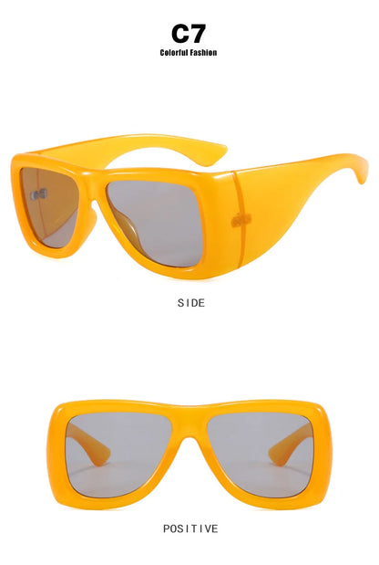 QVQV Trendy Oversized Square Sunglasses Women Men Luxury Brand Original Thick Frame Sunglasses Retro Outdoors Driving Shades