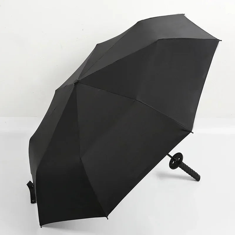 Folding Ninja Sword Umbrella Windproof UV Block Parasol Demon Slayer Real Japanese Katana Samurai Sabre Umbrella Black Parasol