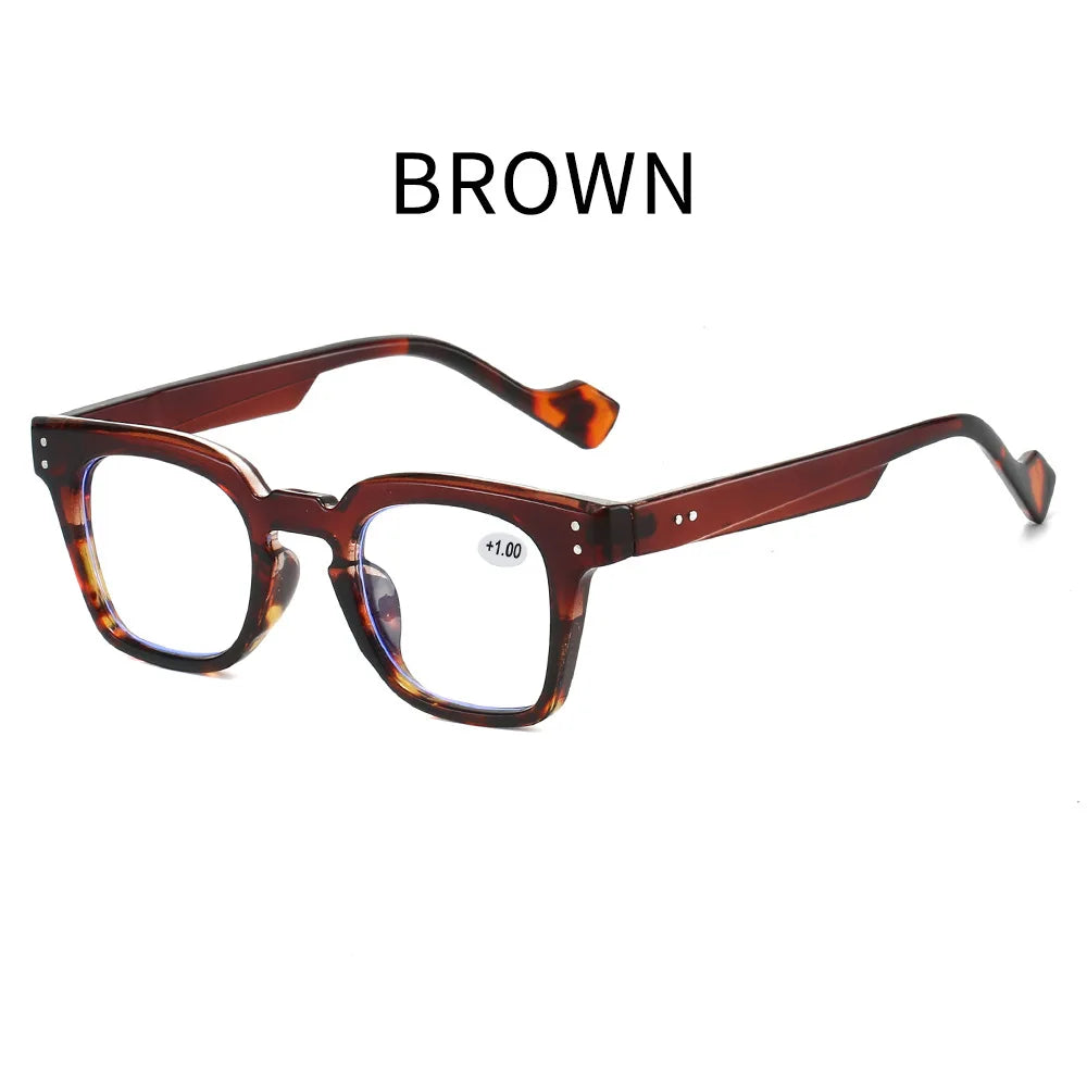 Stylish Square Frame Hyperopia Eyewear Men Anti Blue Light Reading Glasses Color Blocked Presbyopia Eyeglasses for Women