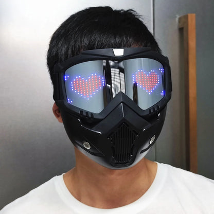 Bluetooth RGB Light Up Party Carnival Led Ski Goggles DIY LED Glasses Display Board Mask Screen Matrix Gift Toys