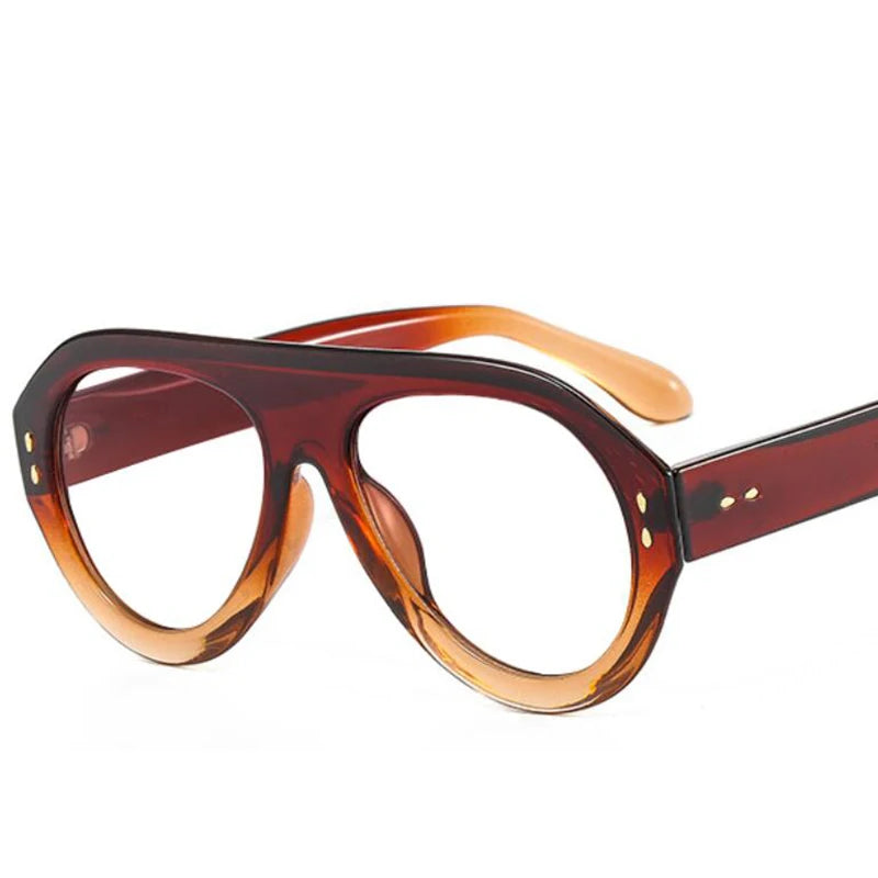 Trendy Oversized Pilot Reading Glasses Women Men Flower Brown Vintage Eyeglasses New Clear Blue Light Glasses +1.25 +1.5 +6