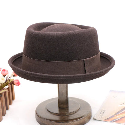 Fedora Men's Feather Wide-brimmed Hat Unisex Wool Felt Jazz Top Hat Autumn and Winter Ladies Hat Church Men's Hat Casual