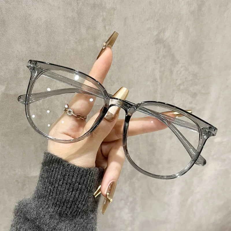 Ladies' Fashion Glasses, Minimalist Art Retro Trend Accessories, Large PC Frame with Transparent Lenses