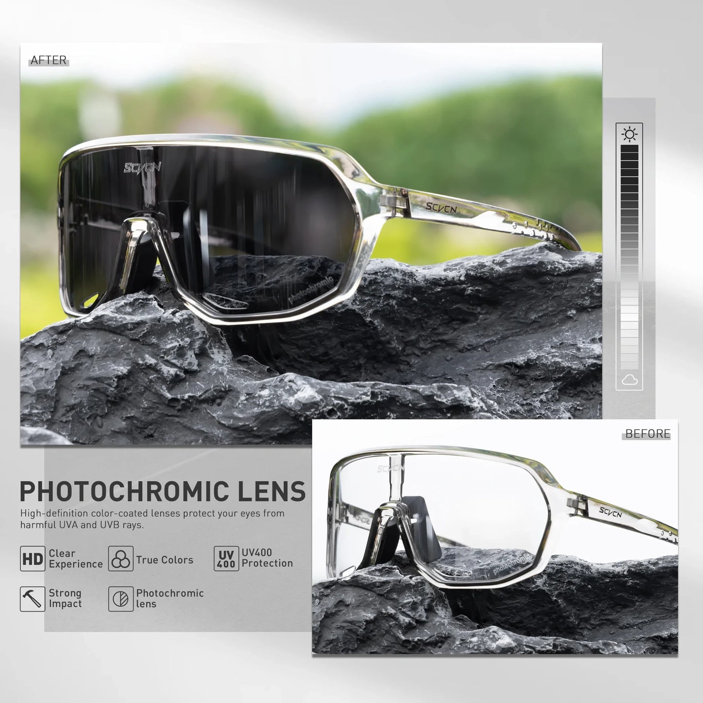 SCVCN Photochromic Sports Sunglasses Cycling Glasses UV400 Women Driving for Men Mountain MTB Bike Bicycle Goggles