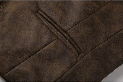 Retro Suede Vest Men Vintage Style Slim Fit Autumn Winter Mens Sleeveless Jacket V Neck Warm Waistcoat