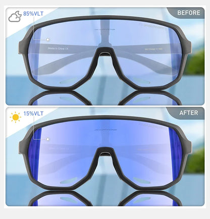 KAPVOE Photochromic Cycling Glasses Sports Sunglasses for Men Women UV400 Protection Bicycle MTB Mountain Bike Sunglasses