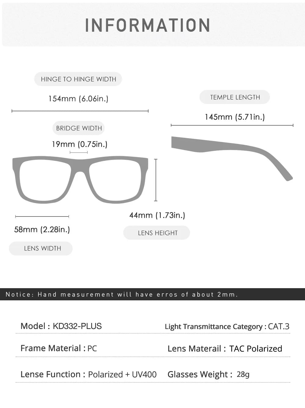 KDEAM Extra Large Size PLUS Women's Polarized Sunglasses for Men Driving Photochromic Night Vision Sun Glasses Suit for Big Face