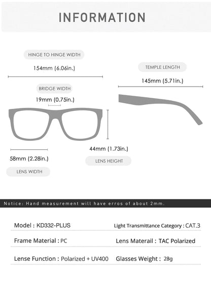 KDEAM Extra Large Size PLUS Women's Polarized Sunglasses for Men Driving Photochromic Night Vision Sun Glasses Suit for Big Face