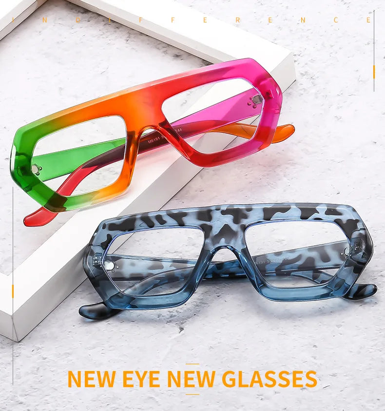 Womens Thick Frame Reading Glasses 2024 Anti Blue Light Fashion Designer Transparent Eyewear Finished Hyperopia Eyeglasses Hot