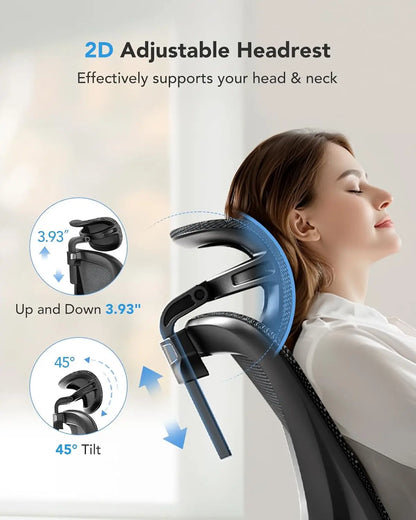 Ergonomic Mesh Office Chair with 5-Level Lumbar Support, Computer Gaming Chair with Adjustable Headrest & Armrests,, Customized