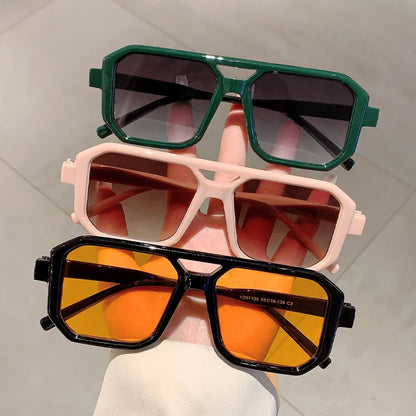 KAMMPT Trendy Square Decoration Shades Retro Oversize Gradient Women Sunglasses Men's Brand Sun Glasses for Driving Fishing