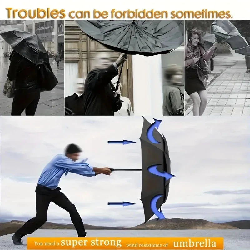 Double Strong Wind Resistant Umbrella Rain Women Large Folding Non-automatic Umbrellas Men Family Travel Business Paraguas