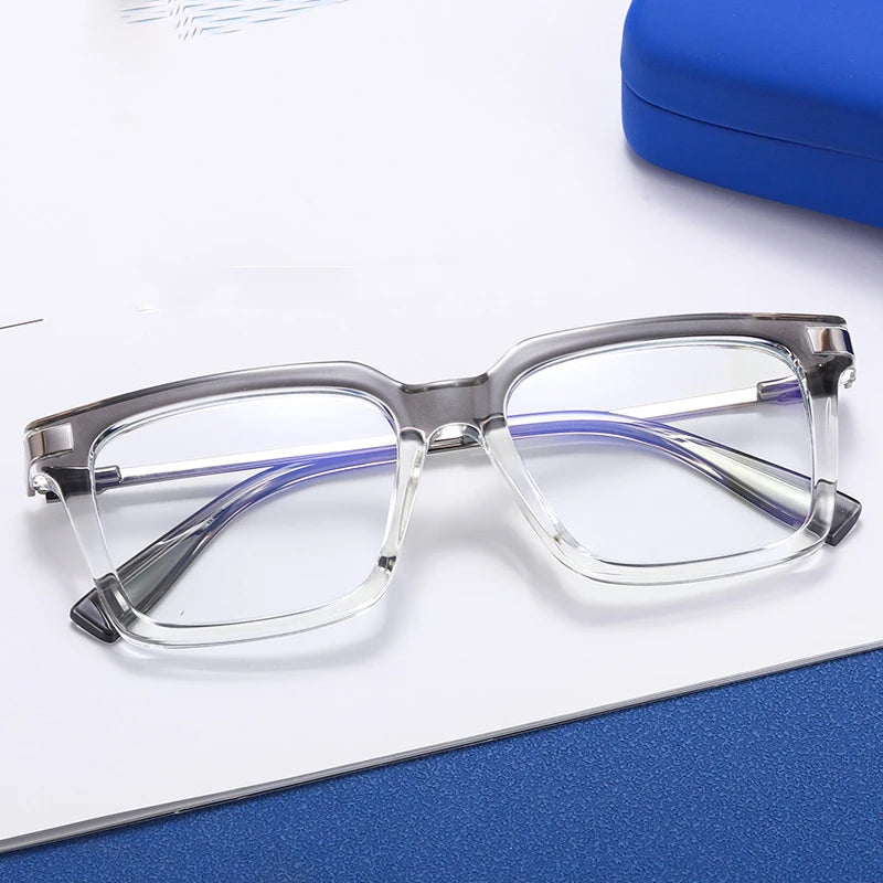 TR90 Men's Square Glasses Metal Frame Anti Blue Light Oversized Reading Glasses New Double Colors Women's Presbyopic Glasses